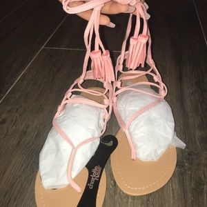 Summer peach strappy gladiator sandals